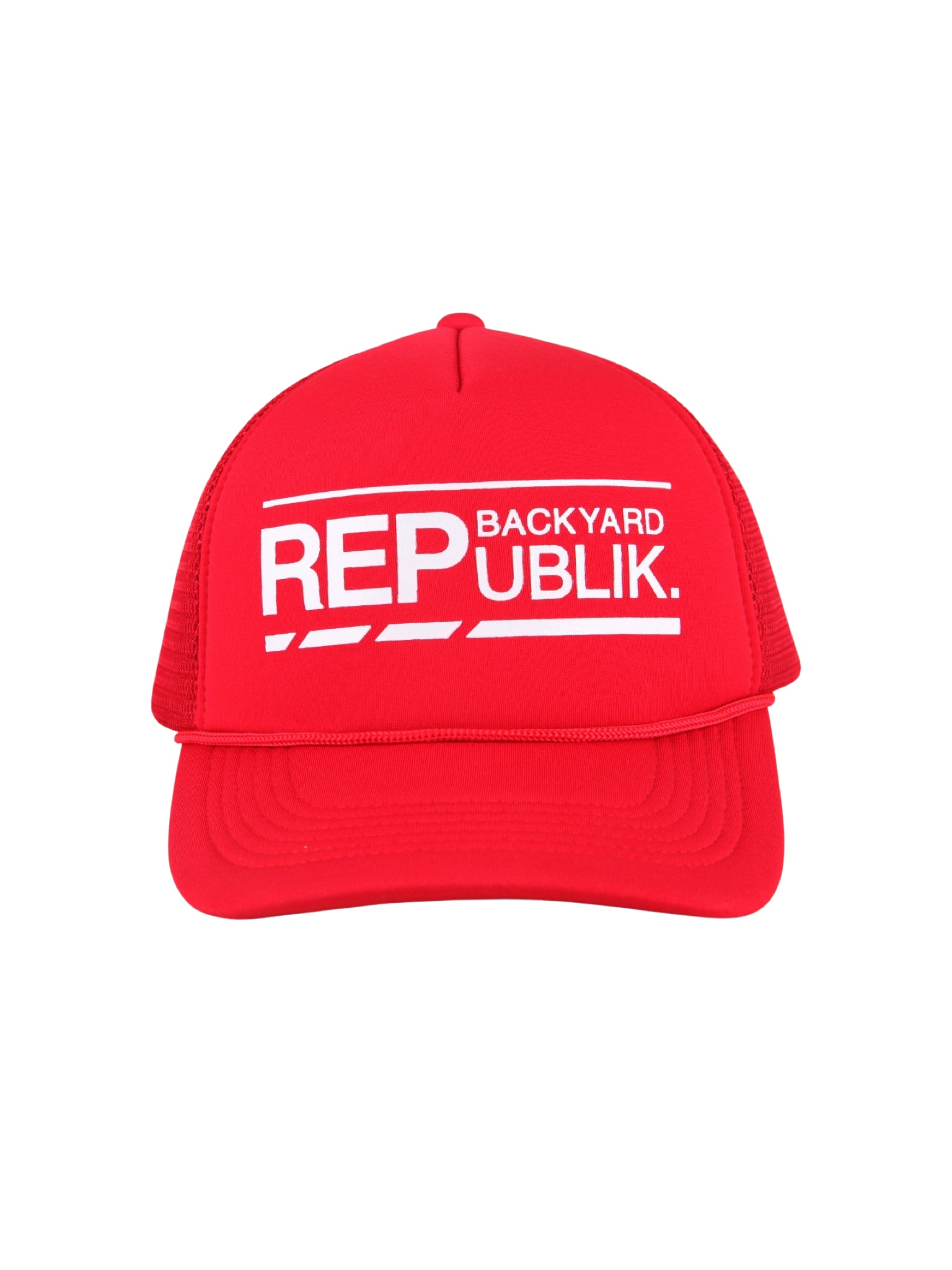 Backyard REPublik White + Red Mesh Trucker