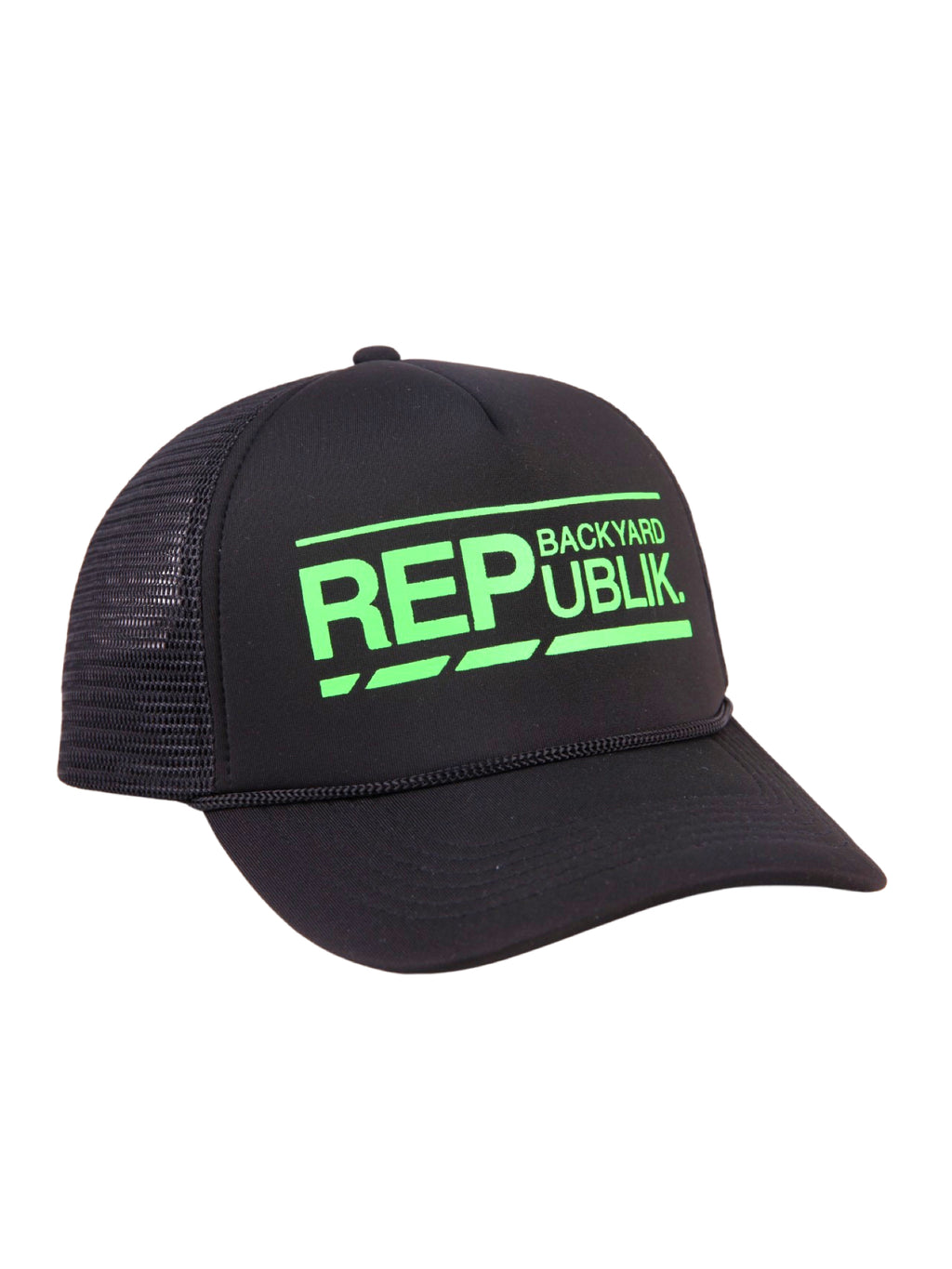 Backyard REPublik Lime + Black Mesh Trucker