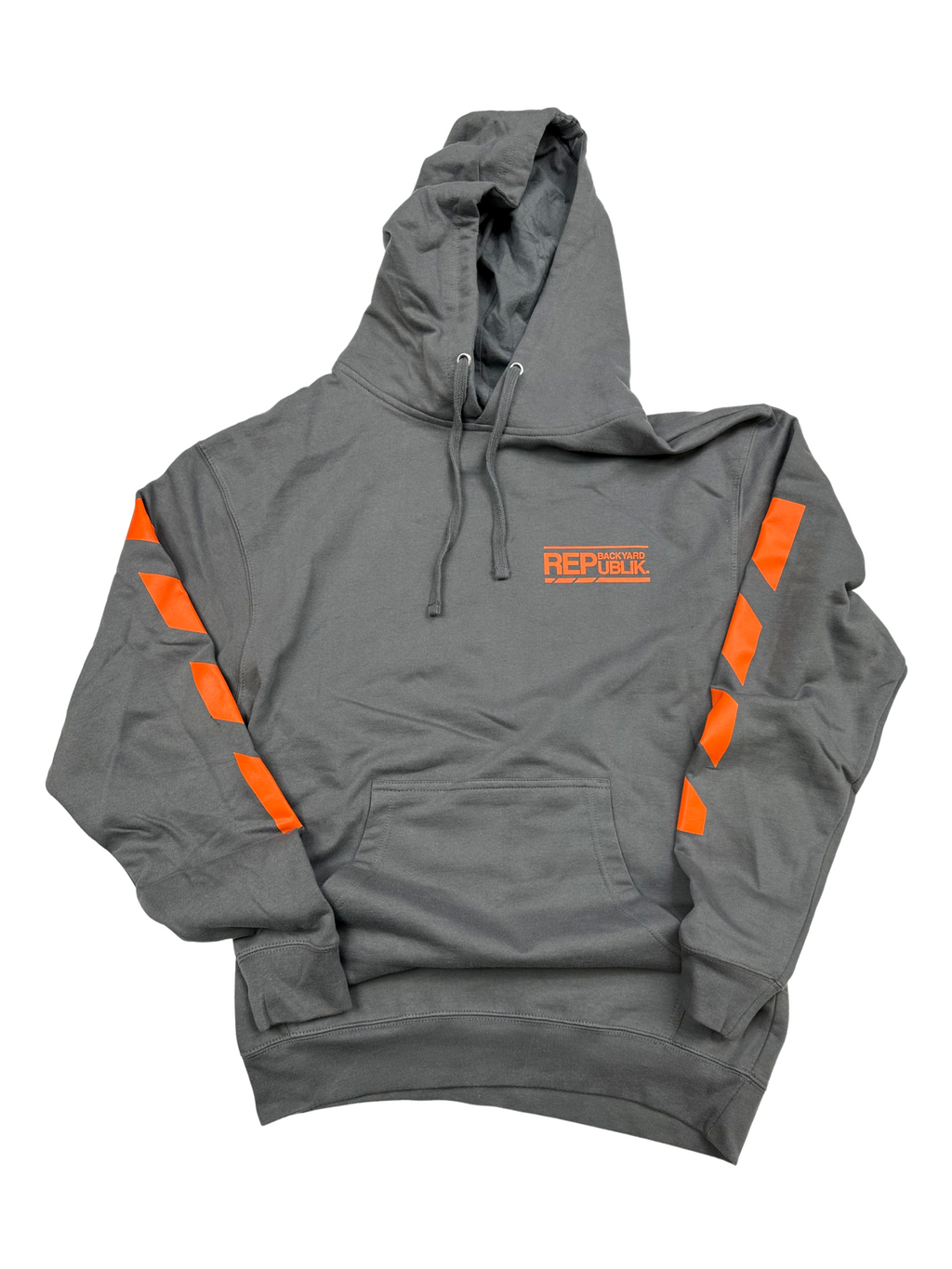 Backyard REPublik Charcoal + Orange Hooded Sweatshirt