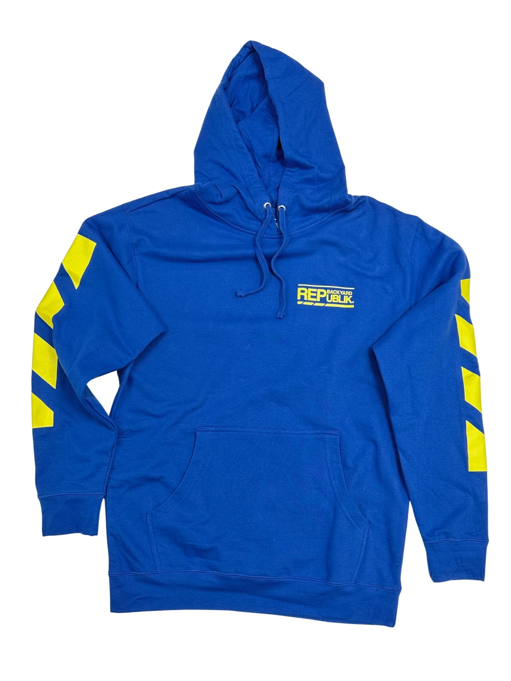 Backyard REPublik Blue + Yellow Hooded Sweatshirt